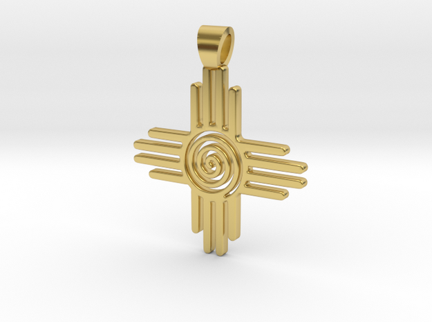 Zia's Sun spiral [pendant] in Polished Brass