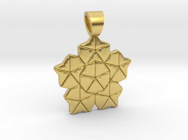 Golden ratio tiling - Lotus [pendant] in Polished Brass
