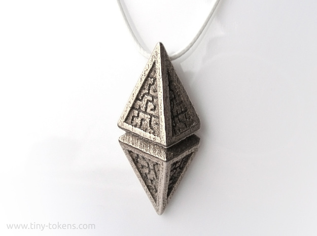 Hedron Pendant (v1) in Polished Bronzed-Silver Steel: Small