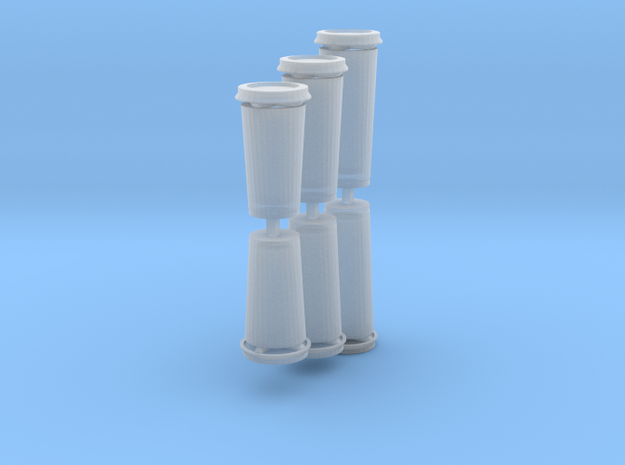 Disposable coffee cups 1:12th- hollow, with lids in Smooth Fine Detail Plastic