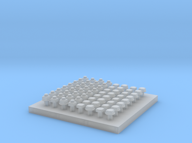 Square Nut Set 1:20.3 scale in Smooth Fine Detail Plastic