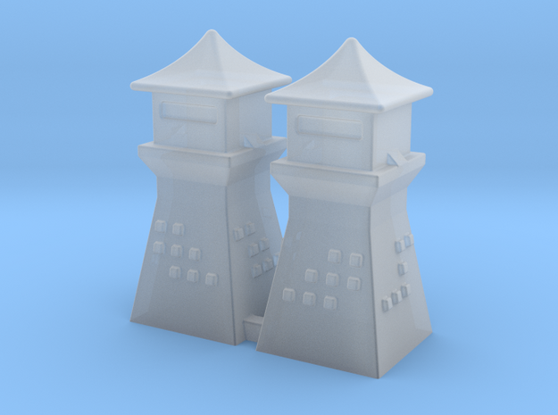 2mm 3mm Scale China Style Guard Tower Pair in Smooth Fine Detail Plastic