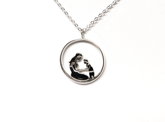 Mother & Son Pendant 2 -Motherhood Collection in Polished Silver