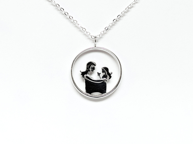 Mother & Daughter Pendant 3 -Motherhood Collection in Polished Silver