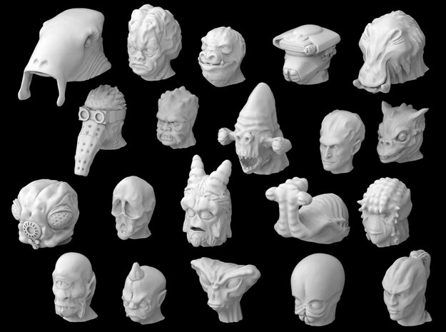 (Legion) Alien Heads Set II in Tan Fine Detail Plastic