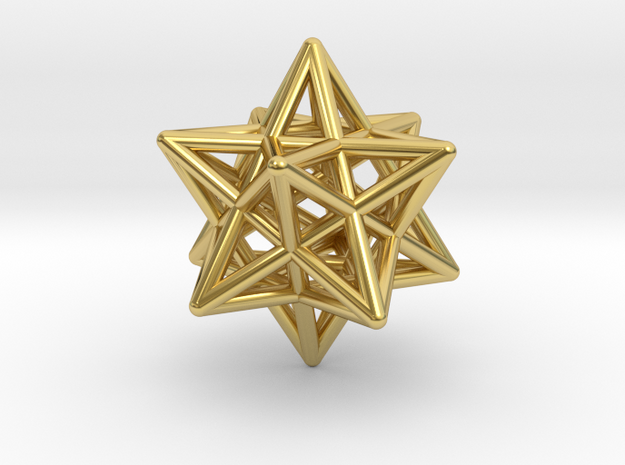 Small Stellated Dodecahedron Pendant in Polished Brass