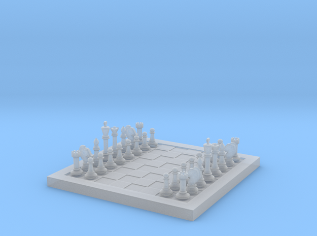 1/18 Chess Board and Pieces (Game Start) in Smooth Fine Detail Plastic