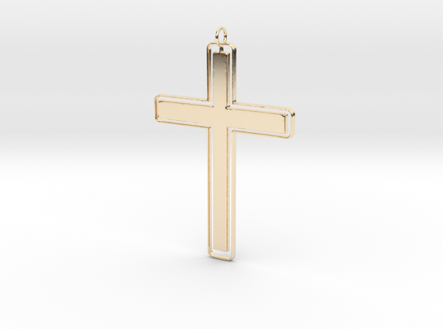 Solid Outlíne Cross Pendant in 14K Yellow Gold: Medium