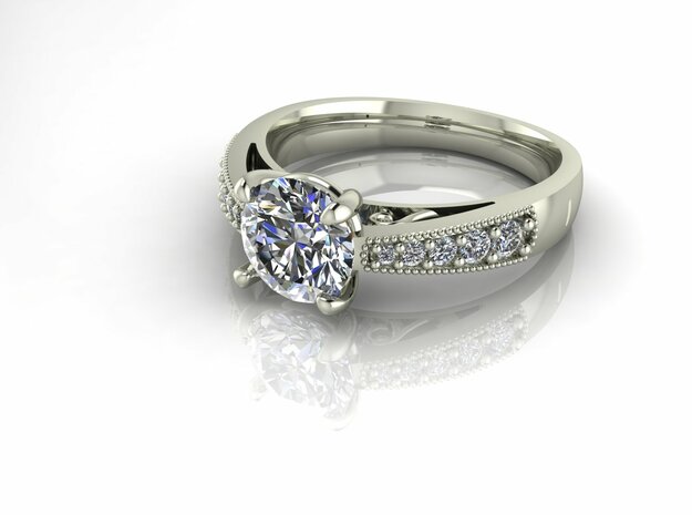 Classic 1ct Solitaire  in Fine Detail Polished Silver