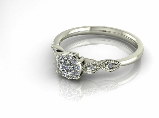 Detailed illusion ring NO STONES SUPPLIED in 14k White Gold