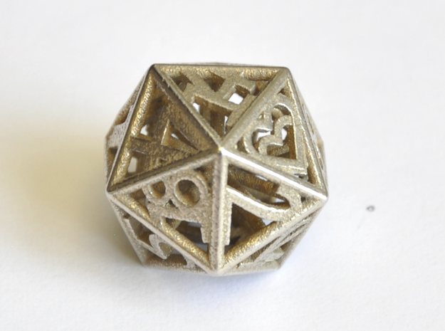 D20 Balanced - Numbers Only, Small Heart Crit in Polished Bronzed-Silver Steel