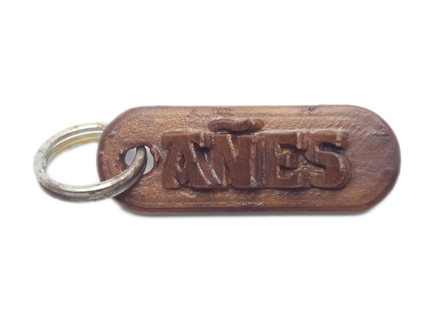 AÑES Personalized keychain embossed letters in White Natural Versatile Plastic