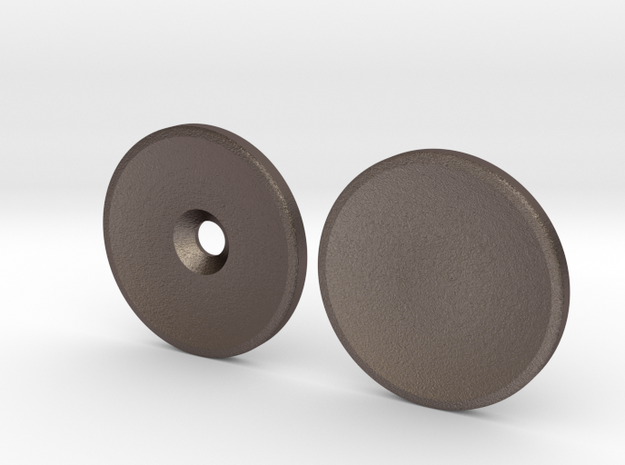 Spinner Caps - Screw Design (Pair) Print Metal in Polished Bronzed Silver Steel