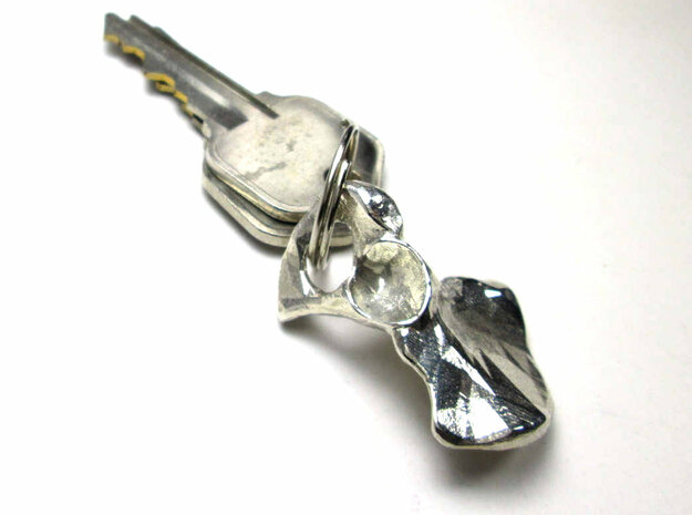 Hip Bone Keychain Fob in Polished Silver