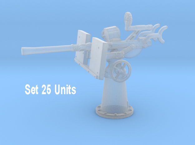 1/500 USN 20mm Single Oerlikon Set x25 in Tan Fine Detail Plastic