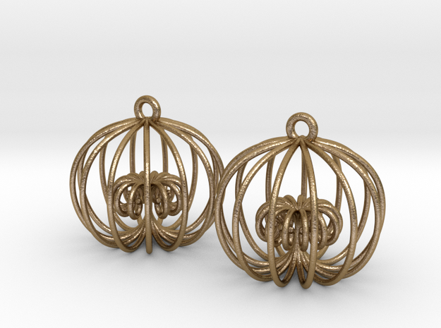 Golden Ratio Cage Earings  --mk1 in Polished Gold Steel