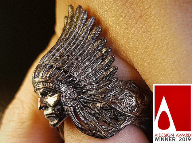 AWARD WINNING DESIGN- Native American Indian Chief in Antique Silver: 10 / 61.5