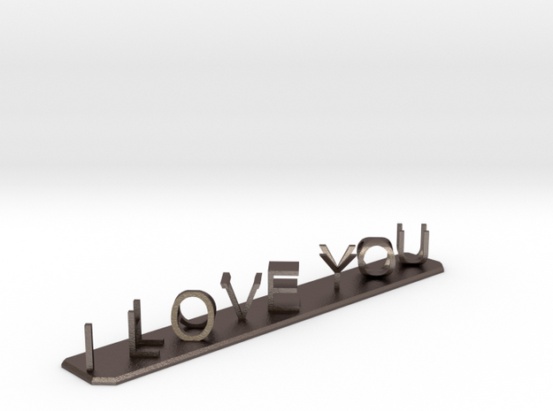 I Love You / I Hate You in Polished Bronzed-Silver Steel