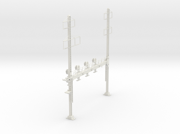 CATENARY PRR BEAM SIG 4 TRACK 2-3PHASE N SCALE  in White Natural Versatile Plastic
