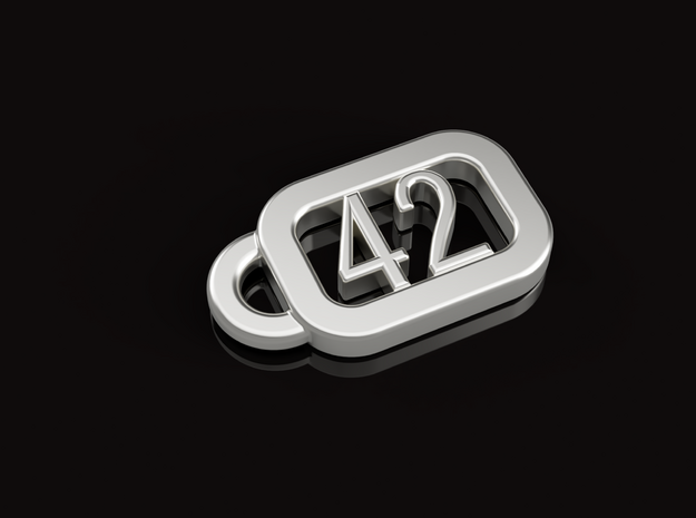 Keyring H2G2 - The ultimate answer is 42 in Polished Bronze Steel