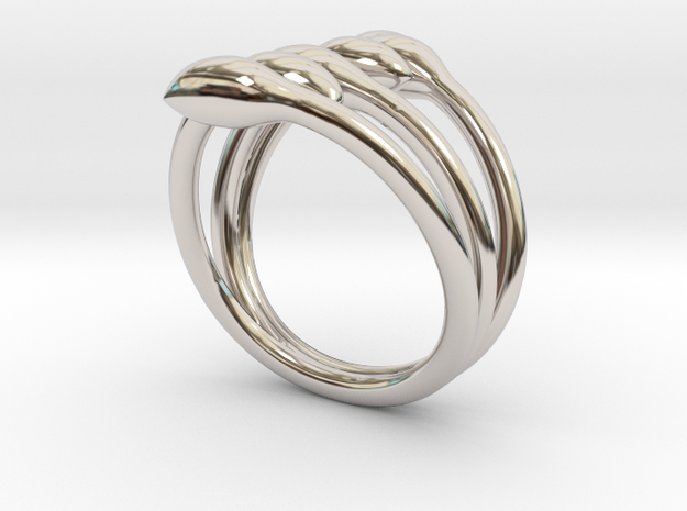 Crossed seeds ring in Rhodium Plated Brass