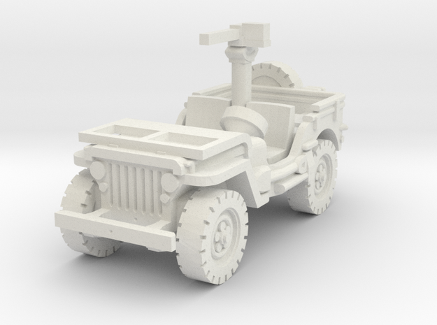 Jeep Willys 30 cal (window down) 1/87 in White Natural Versatile Plastic