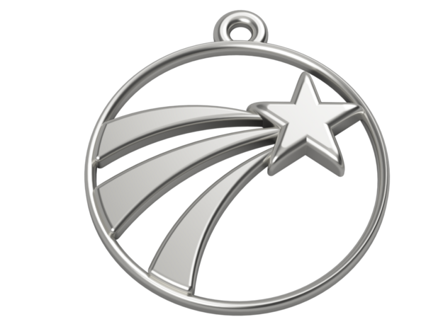A Lucky Pendant of a   Shooting Star ⭐️ in Polished Silver