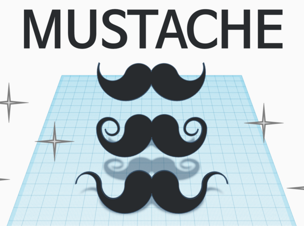 [1DAY_1CAD] MUSTACHE_type2 in Black Natural Versatile Plastic