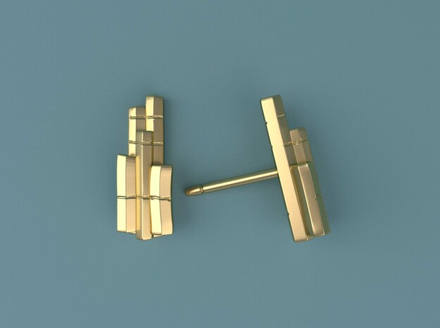 Columnar Basalt Earrings version 2 in 14k Gold Plated Brass