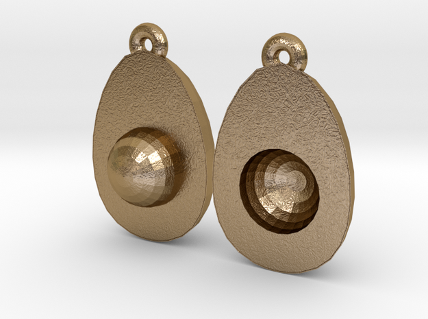 Avocado Earring Two in Polished Gold Steel