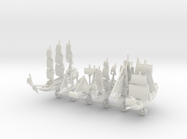 Custom Six-Ship Set Chain Version 1 in White Natural Versatile Plastic