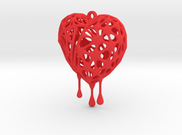 Bleeding Heart Earring (Medium001) in Red Processed Versatile Plastic