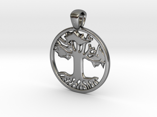 Tree of Hope/Life Pendant (.75 inches) in Polished Silver