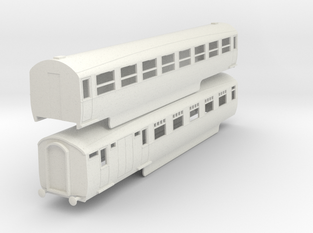 0-87-lner-silver-jubilee-E-F-twin-coach in White Natural Versatile Plastic