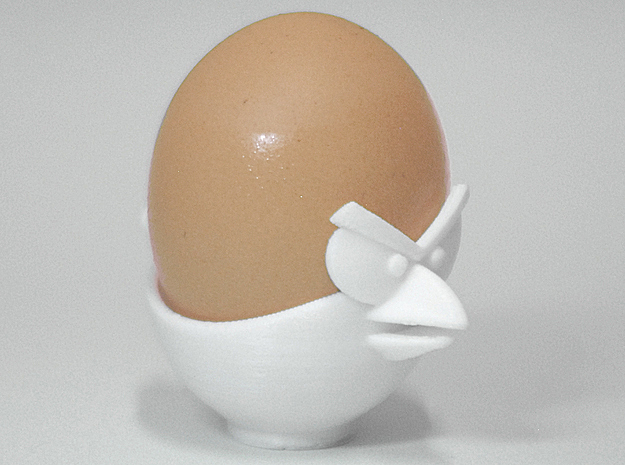 Angry Bird Egg Cup in White Natural Versatile Plastic