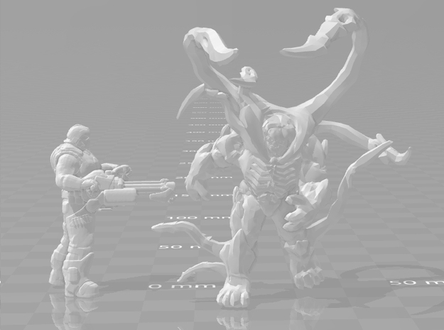 Gears of War infected Berserker miniature game rpg in Gray PA12
