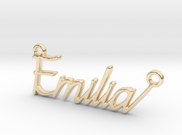Emilia First Name Pendant in 14k Gold Plated Brass