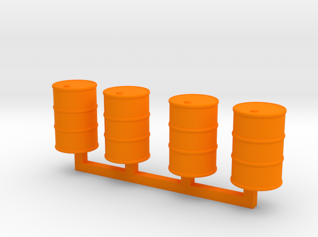 Steel Drums 55 Gallon Closed in Orange Processed Versatile Plastic: 1:64 - S