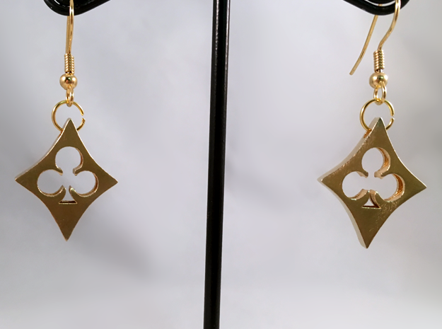 Ace Cutouts - Club/Diamond Earrings in Natural Brass