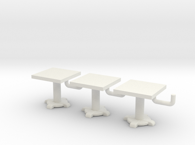 1/72 scale Square Tables x3 in White Natural Versatile Plastic