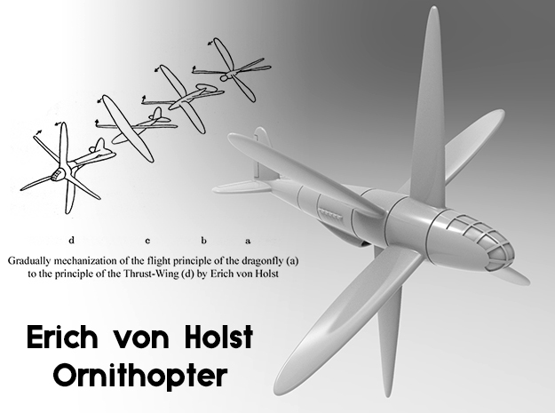 (1:144) Eric von Holst's Ornithopter (Sprued parts in White Natural Versatile Plastic