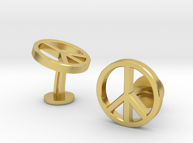 Peace Cufflinks in Polished Brass