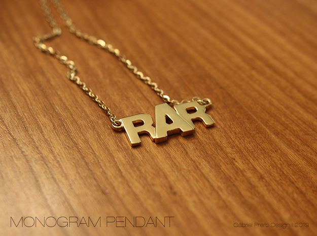 Monogram Pendant RRA in 14k Gold Plated Brass