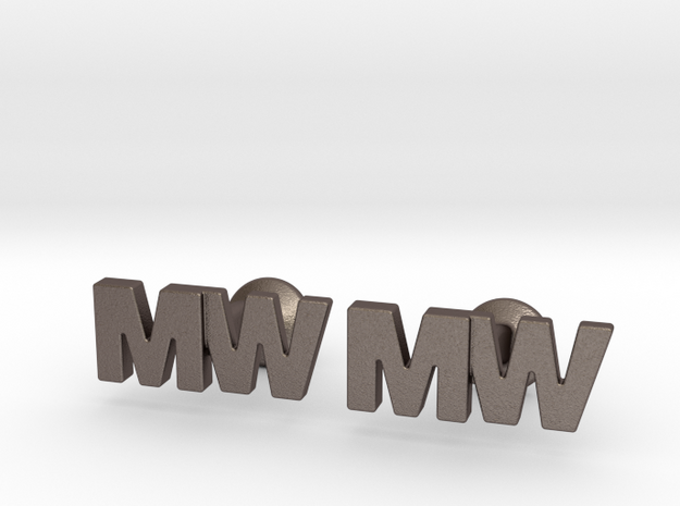Monogram Cufflinks MW in Polished Bronzed-Silver Steel