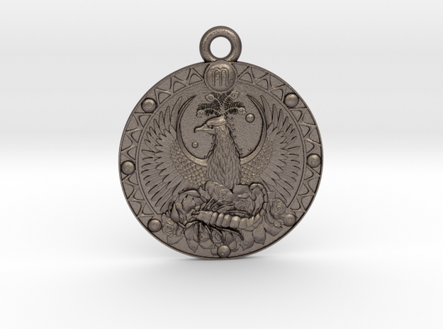 Scorpio-Zodiac Medaillon in Polished Bronzed-Silver Steel