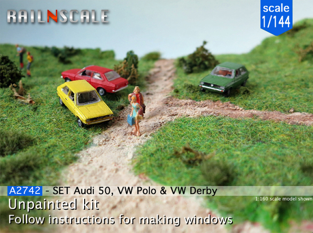 SET Audi 50, VW Polo & VW Derby (1/144) in Tan Fine Detail Plastic