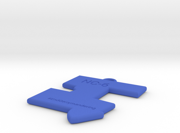NC-6 Gerrymandering Necklace Pendant  in Blue Processed Versatile Plastic