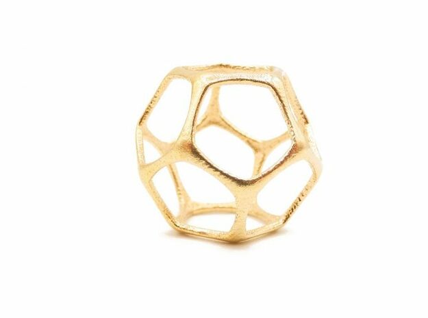 Dodecahedron Pendant - Yin - Platonic Solids in Natural Brass