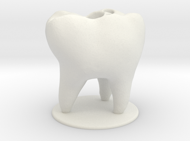 Tooth Toothbrush Holder in White Natural Versatile Plastic