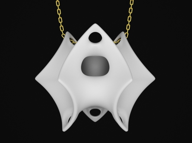 Batwing Surface Pendant in White Natural Versatile Plastic: Small